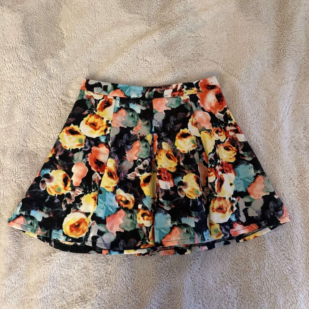 LUSH Floral A Line Mini Skirt